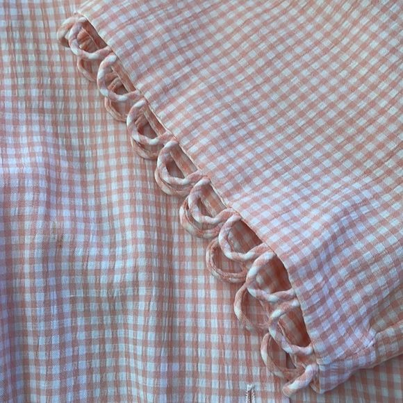 Vintage Kathy Lee peach gingham midi loop details cute corset tie in back - Picture 5 of 6